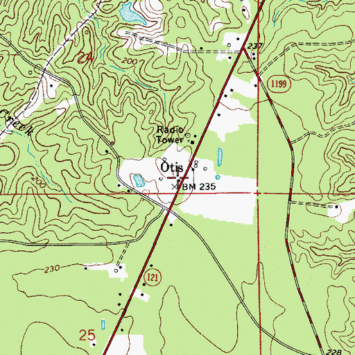 Topographic Map of Otis, LA