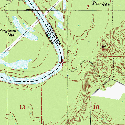 Topographic Map of Packer Branch, LA