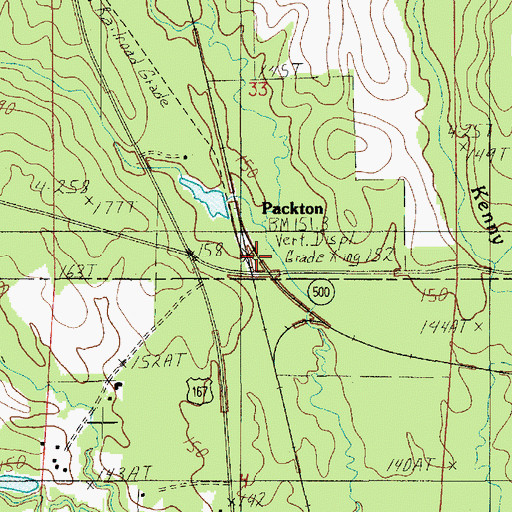 Topographic Map of Packton, LA