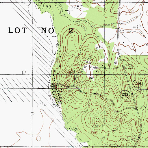 Topographic Map of Pauls Cemetery, LA