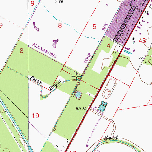 Topographic Map of Pecan Bayou, LA