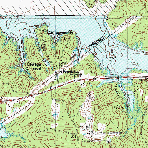Topographic Map of Pendleton Church, LA