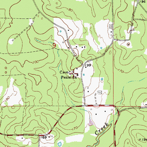 Topographic Map of Peniel Church, LA
