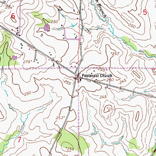 Topographic Map of Pentecost Church, LA