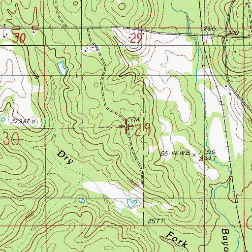 Topographic Map of Tinsley Cemetery, LA