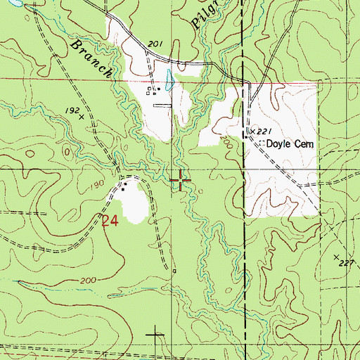 Topographic Map of Pilgrim Branch, LA