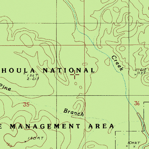 Topographic Map of Pine Branch, LA