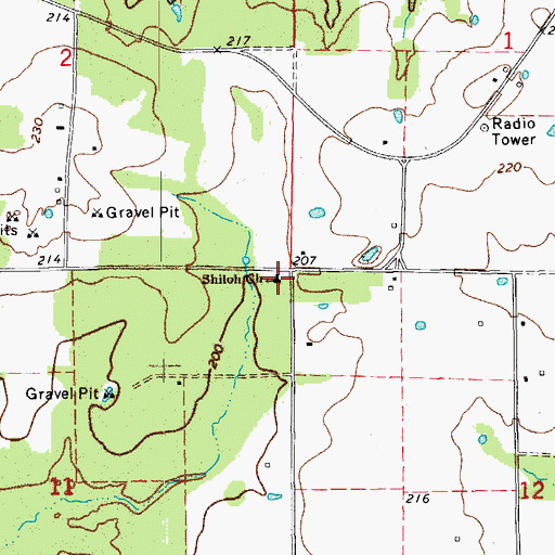 Topographic Map of Shiloh Church, AR