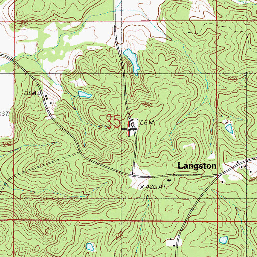 Topographic Map of Pine Grove School, LA