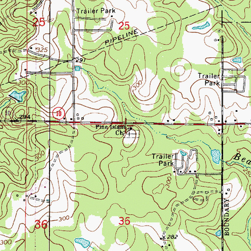 Topographic Map of Pine Island Church, LA