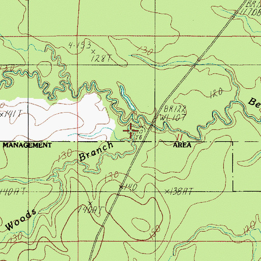 Topographic Map of Piney Woods Branch, LA