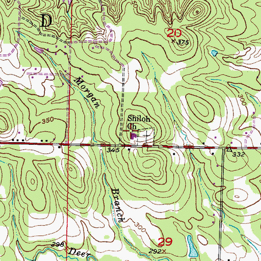 Topographic Map of Shiloh Church, AR