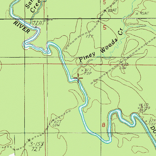 Topographic Map of Piney Woods Creek, LA