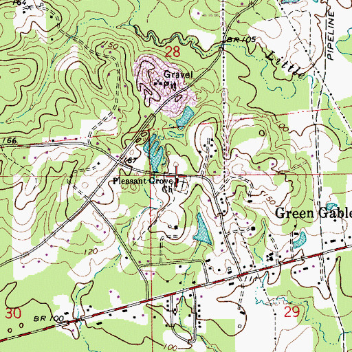 Topographic Map of Pleasant Grove Church, LA