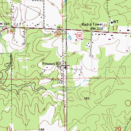 Topographic Map of Pleasant Hill Church, LA