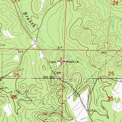 Topographic Map of Shiloh Church, AR