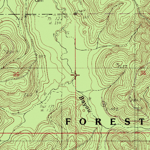Topographic Map of Pole Branch, LA