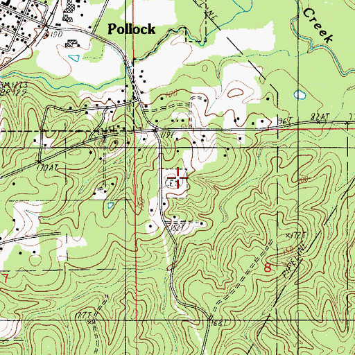 Topographic Map of Pollock Cemetery, LA