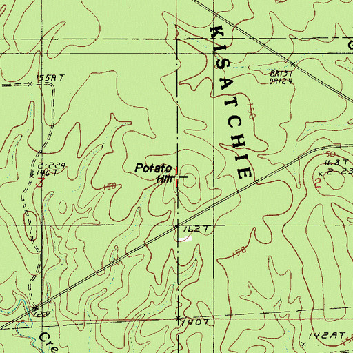 Topographic Map of Potato Hill, LA