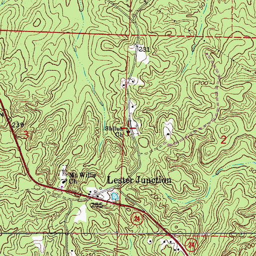 Topographic Map of Shiloh Church, AR