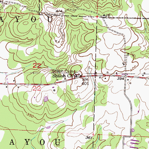 Topographic Map of Shiloh Church, AR