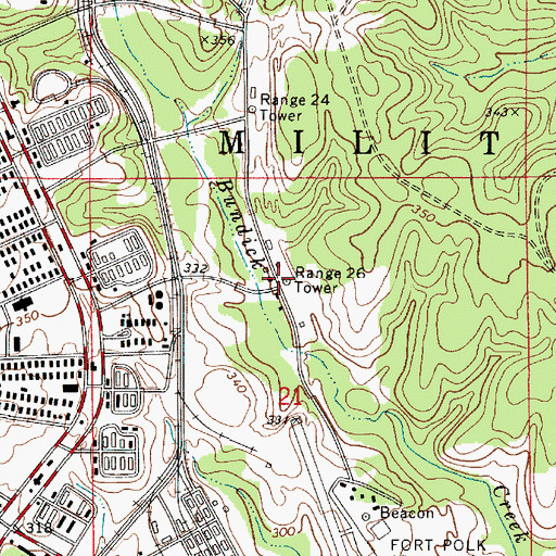 Topographic Map of Range 26 Tower, LA