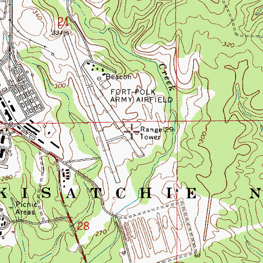 Topographic Map of Range 29 Tower, LA