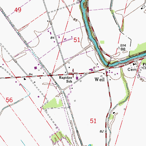 Topographic Map of Rapides School, LA