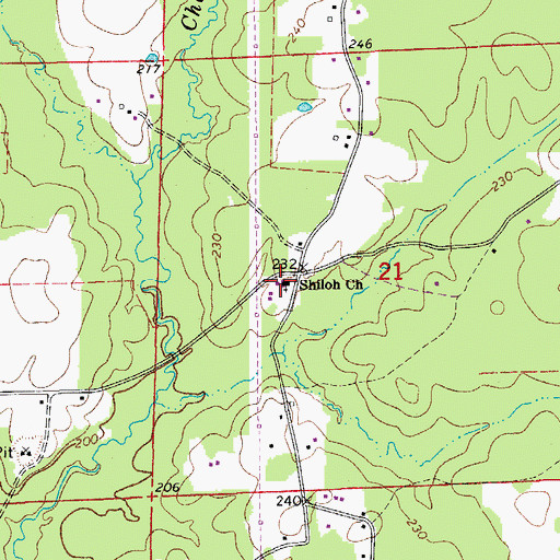 Topographic Map of Shiloh Church, AR