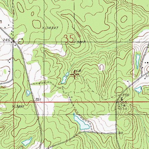 Topographic Map of Rising Star Cemetery, LA