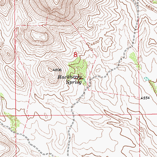 Topographic Map of Hackberry Spring, AZ