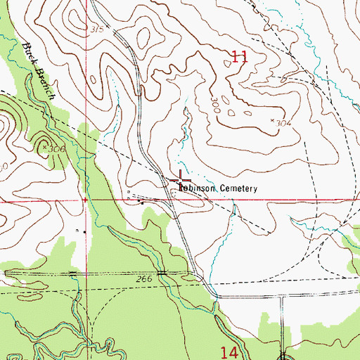 Topographic Map of Robinson Cemetery, LA