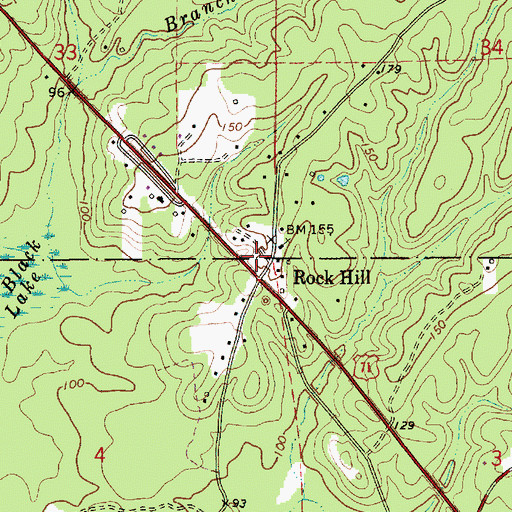 Topographic Map of Rock Hill, LA
