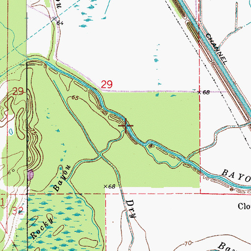 Topographic Map of Rocky Bayou, LA