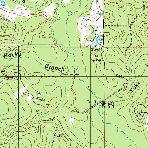Topographic Map of Rocky Branch, LA