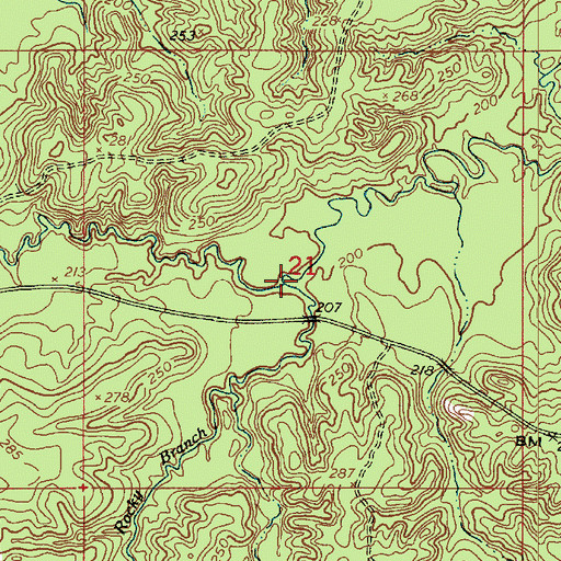 Topographic Map of Rocky Branch, LA