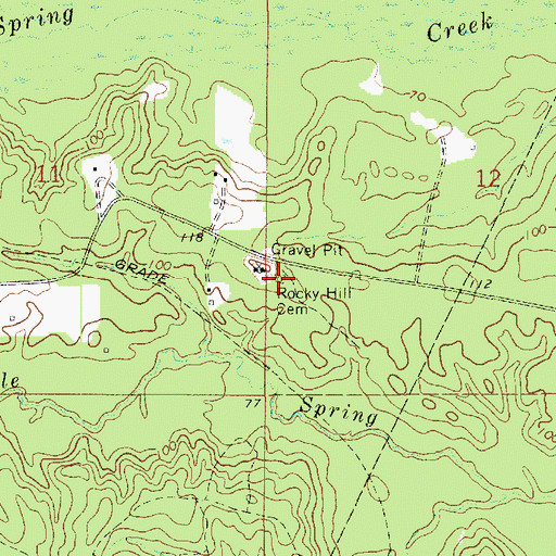 Topographic Map of Rocky Hill Cemetery, LA