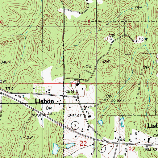 Topographic Map of Rocky Springs Church, LA
