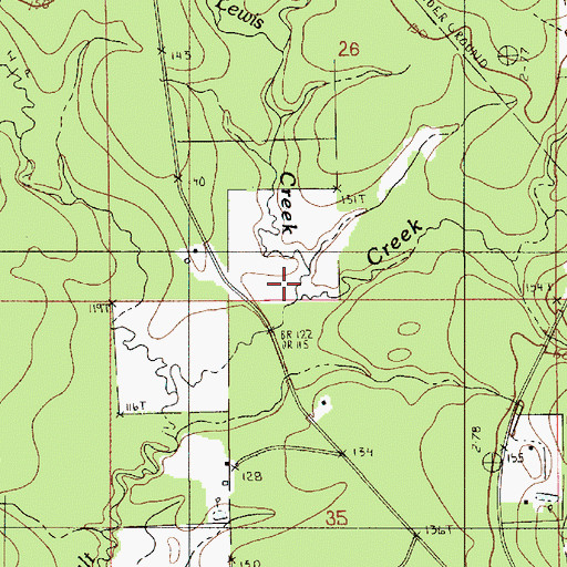Topographic Map of Lewis Creek, LA