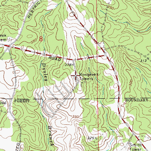 Topographic Map of Roosevelt Towers, LA