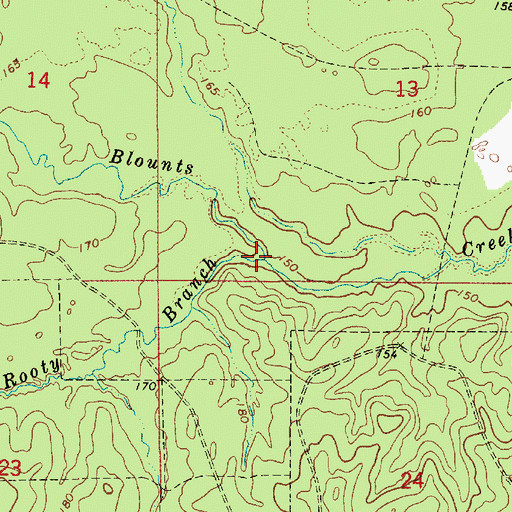 Topographic Map of Rooty Branch, LA