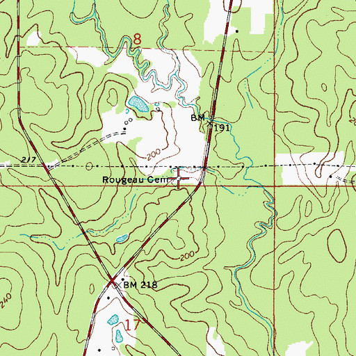 Topographic Map of Rougeau Cemetery, LA