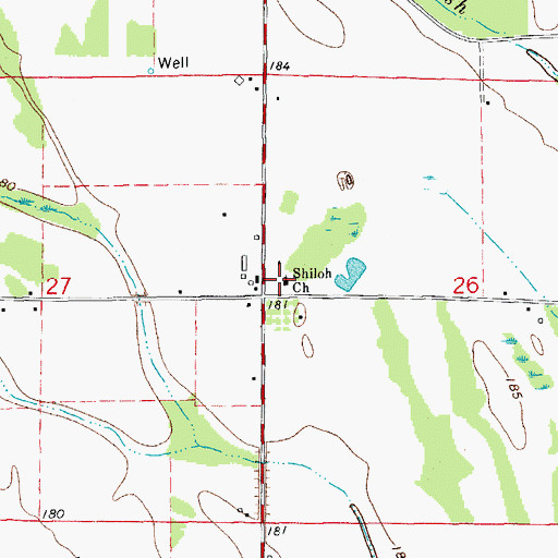 Topographic Map of Shiloh Church, AR