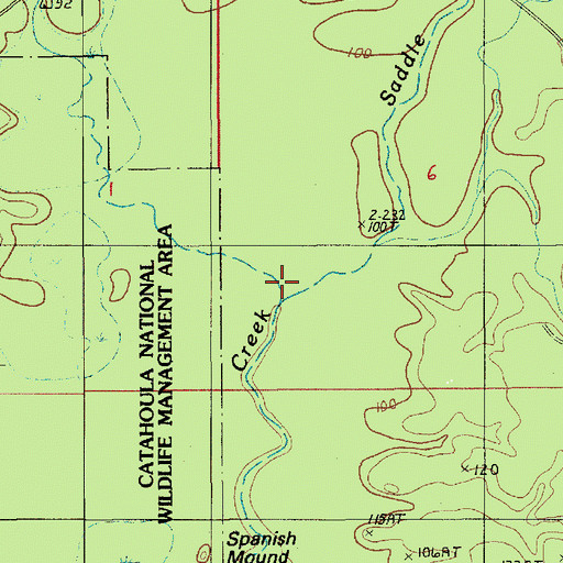 Topographic Map of Saddle Bayou, LA