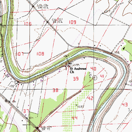 Topographic Map of Saint Andrews Church, LA