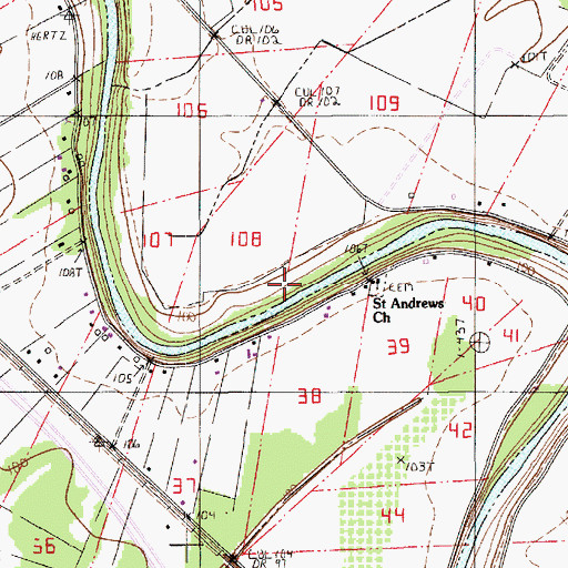 Topographic Map of Saint James Church, LA