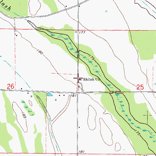 Topographic Map of Shiloh Church, AR