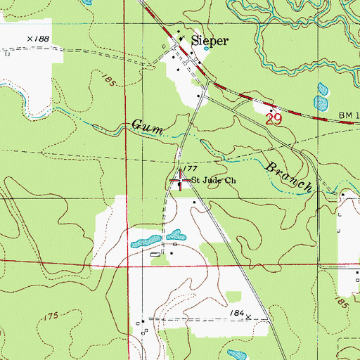 Topographic Map of Saint Jude Church, LA
