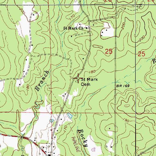 Topographic Map of Saint Mark Cemetery, LA