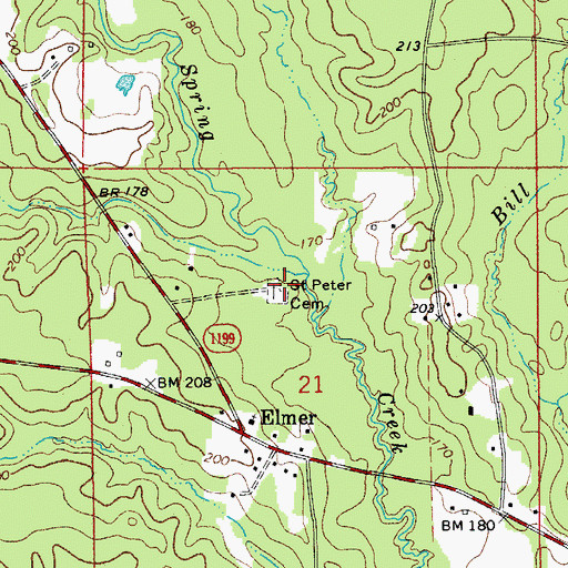 Topographic Map of Saint Peter Cemetery, LA